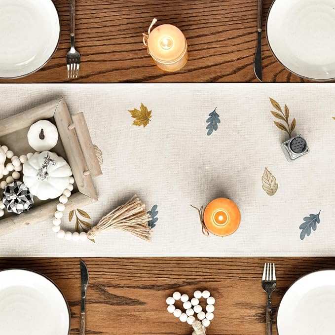 Artoid Mode 210 GSM Fall Table Runner 13x36 Inch Home Party Decor | Blue - Image 4