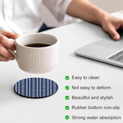 Vintage Striped Coasters Set of 6, Absorbent Coasters - Image 4
