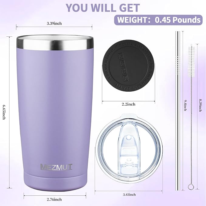 MEZMUT 20oz Insulated Tumbler Cup Travel Coffee Mug - Image 3