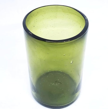 Solid Olive Green 14 oz Drinking Glasses, Recycled Glass, Toxin-Free - Image 8
