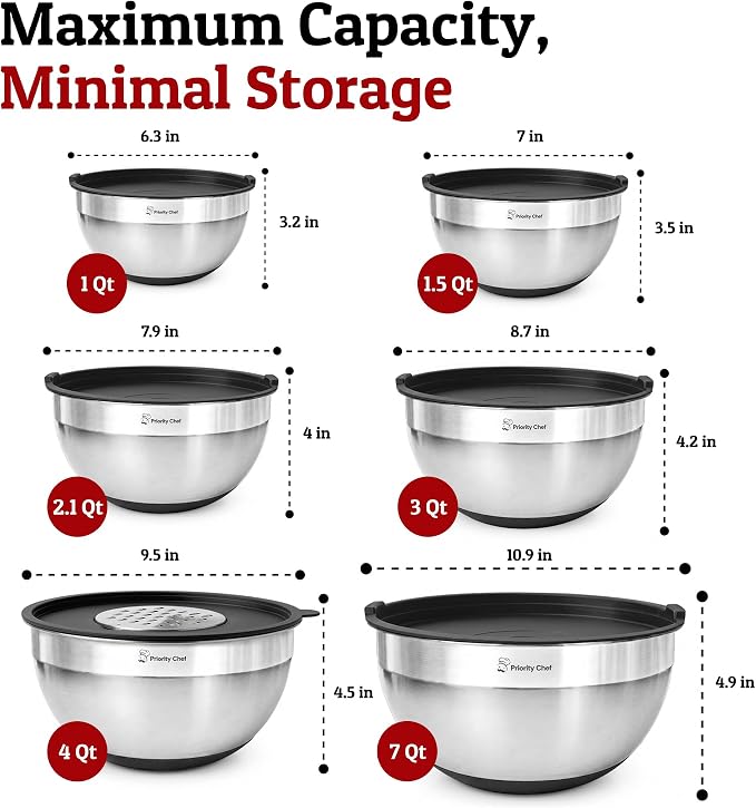 6pc Stainless Steel Mixing Bowls - Image 5