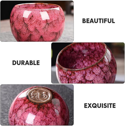Ceramic Tea Cup Set Chinese Kung Fu Teacup Kiln-change Glaze Handleless - Image 3
