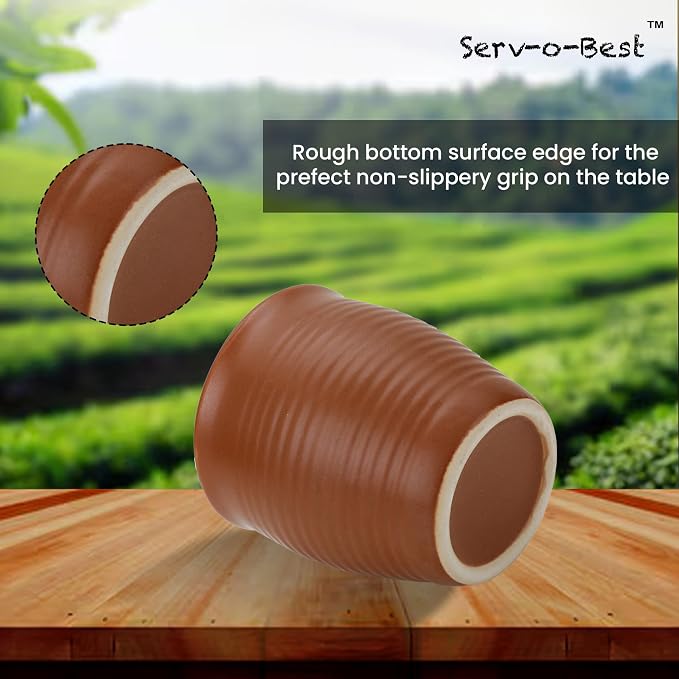 Servo Best Handmade Ceramic Kulhad Tea Cups Set of 6, Glazed Glossy Kulhar Cups - Image 5