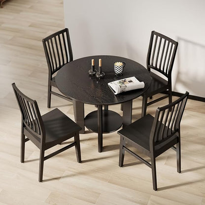 Black Wooden Dining Chairs Set of 8, Farmhouse Dining Room & Kitchen Chair with High Back, Spindle Windsor Armless Side Chair for Living Room Dining Room Kitchen Restaurant Balcony