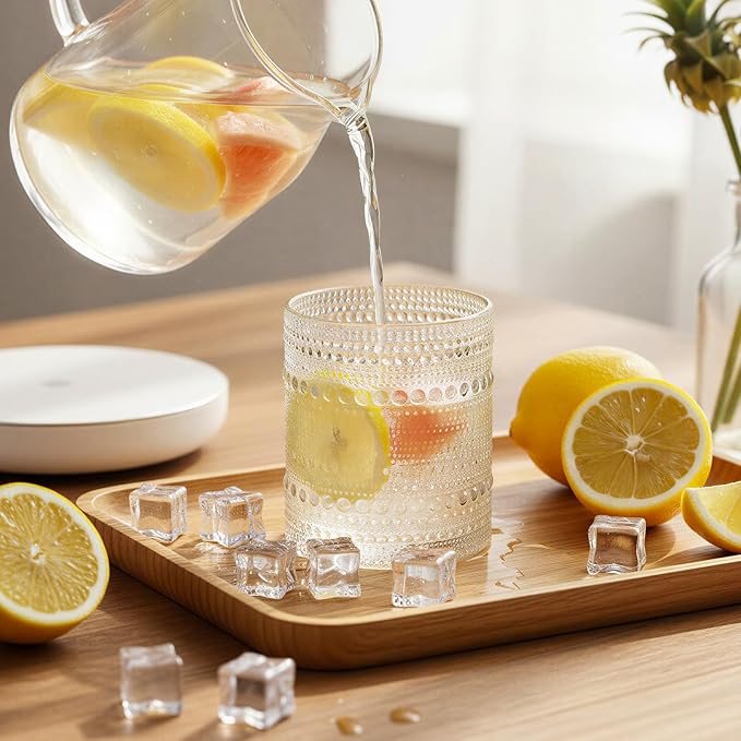Moretoes Cocktail Glasses10 OZ Hobnail Drinking Glasses Set of 6 | Vintage - Image 4