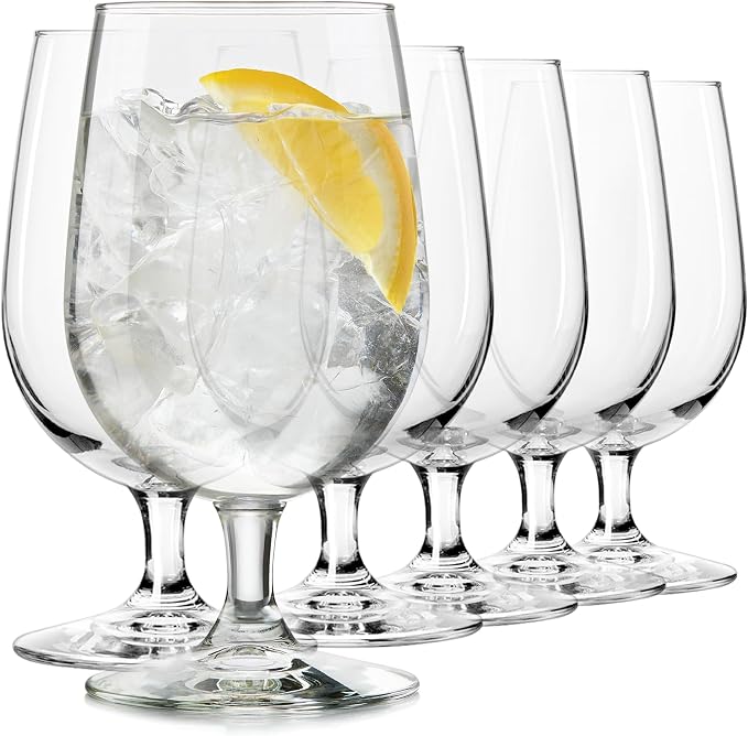 Libbey Entertaining Essentials Stemmed Water Glasses, Dishwasher Safe 16 oz by Libbey