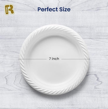 R-kay 100 Pack 7 Inch Plastic Plates Disposable - Image 5