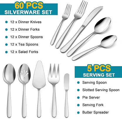 LIANYU 65-Piece Heavy Duty Silverware Set - Image 2