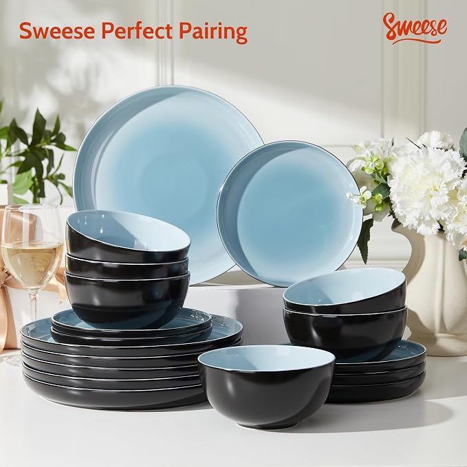 Sweese Porcelain Bowls Set of 6, 20oz Lightweight Round Cereal Bowls Set - Image 9