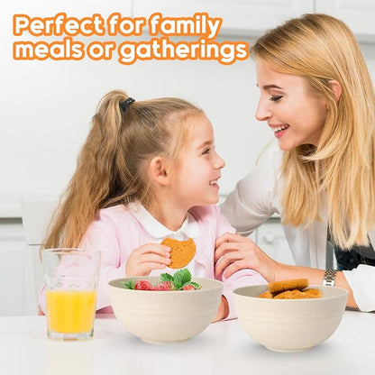 Unbreakable Cereal Bowls Set of 8, 26 Oz Wheat Straw Bowl Sets, Microwave & - Image 7