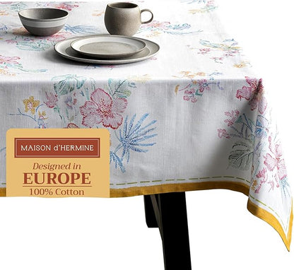 Maison d' Hermine Table Cloth Square Table 100% Cotton 54 x 54 Inches Tablecloth Reusable Decorative for Dining Room Farmhouse Home Valentines Day Decorations Spring Summer - Paradise Island