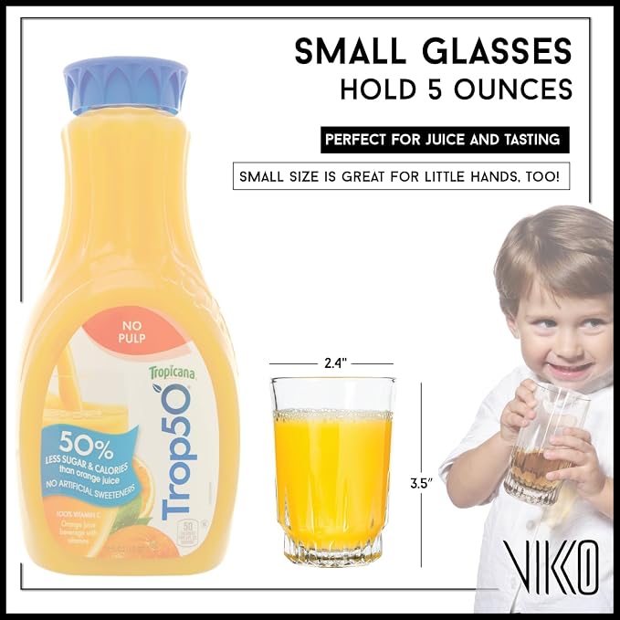Vikko 5 Ounce Juice Glasses, Heavy Base SMALL Glassware - Image 2