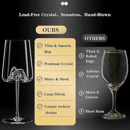 16oz Wine Glasses Set of 1,Unique Mountain Wine Glasses for Red Wine, White Wine Glasses,Suitable for Anniversary Party, Wedding and Home，Single Pack