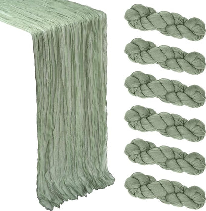 6 Pack Sage Green Cheesecloth Table Runner 10Ft Gauze Cheese Cloth Table Runner by Heneger