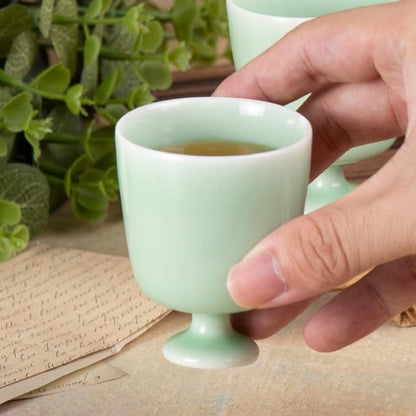 KAMMAK Ceramic Tea Cups Set of 2, 2.2 oz, Vintage Small Teacups, 721N | Hand - Image 4