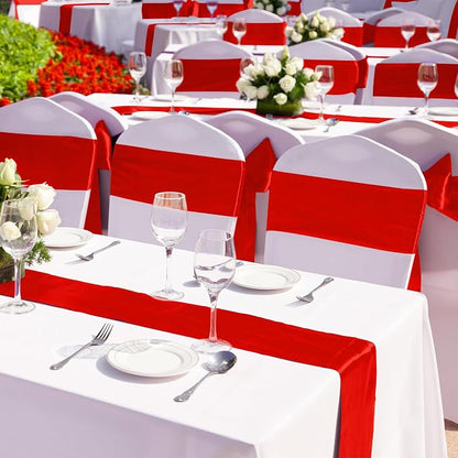 Aneco 12 Pack Satin Table Runner 12 x 108 Inch Red Long Wedding Satin Silk - Image 5