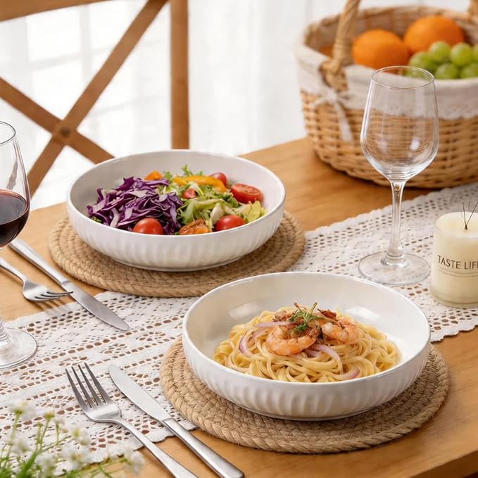 8 Inch Ceramic Pasta Bowls, 4 Pack, 34 Oz Serving Bowls, dishwasher and oven - Image 5