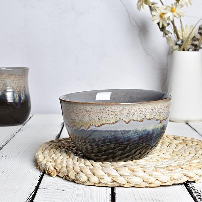 Stoneware Cereal Bowls Set of 4, 26 Oz, Soup Bowls - Image 4