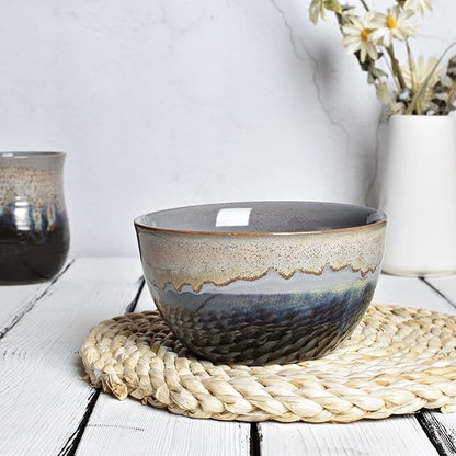 Stoneware Cereal Bowls Set of 4, 26 Oz, Soup Bowls - Image 4