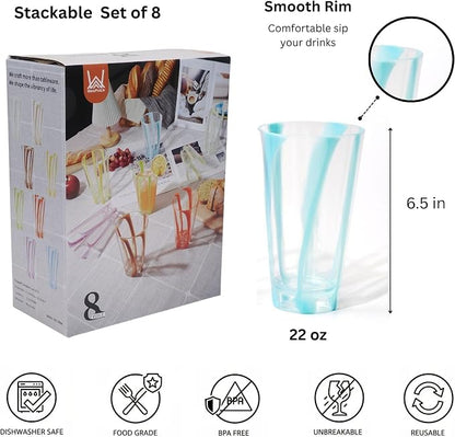 Plastic Cups Reusable 22oz Acrylic Glasses Drinkware - Image 2
