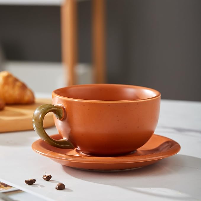 Coffeezone Vintage Design 12 oz Ceramic Latte Art Cappuccino Barista Cup - Image 3
