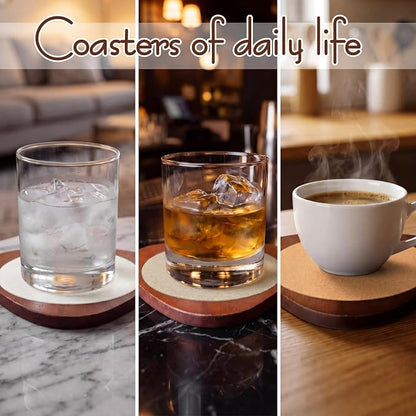 6 Pcs Mid Century Modern Coasters Wood Absorbent Coaster - Image 2