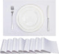 Place Mats Set of 8 – Rectangle Rectangular Waterproof Fabric Polyester Cloth Washable Wipeable Heat Resistant Placemats for Kitchen Dining Dinner Table Indoor 13 x 19 Inch White