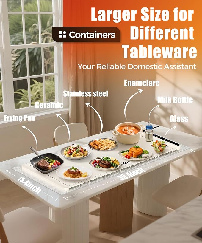 Warming Mat for Food, 36x15 Inch, Off White, Fast Heat, Child Lock | Includes - Image 4