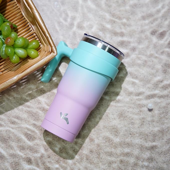 Konokyo 30 oz Tumbler with Handle and Straw, Insulated Travel Mug | Gum; - Image 6