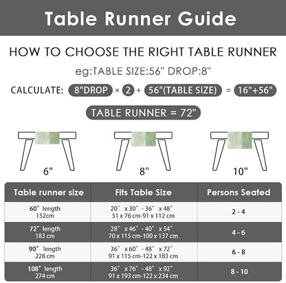 Emvency Table Runner, 13x72 Inch, Farmhouse Abstract Vintage | Art Green Dining - Image 7