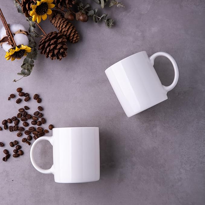GBhome White Coffee Mugs Set of 12, 12 oz Ceramic Coffee Cups | Classic COffee - Image 3