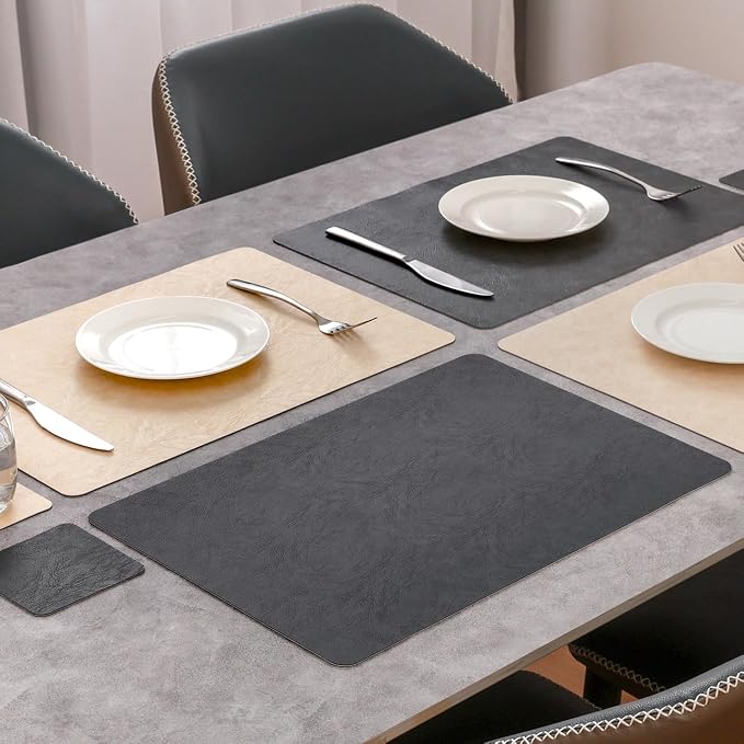 Vinyl Placemats Set of 6, Dual Sided Place Mats - Image 3