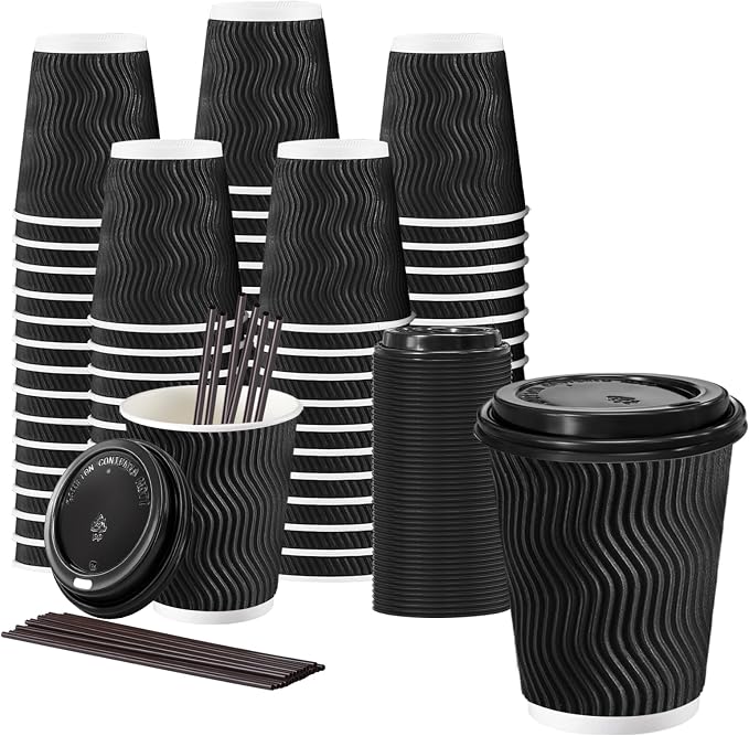 Lamosi 50 Pack 10 oz Disposable Coffee Cups by BuyNow