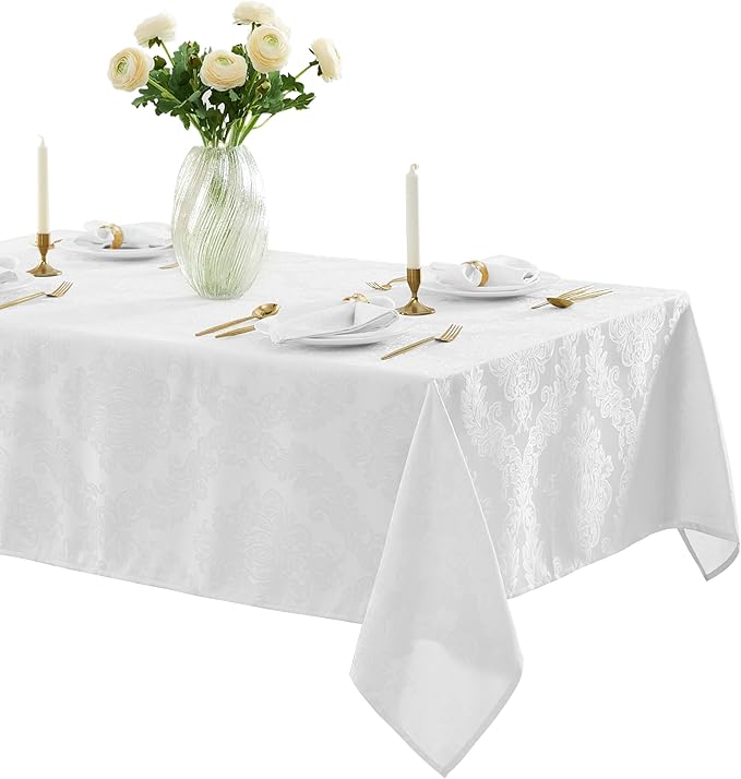 Newbridge Barcelona Luxury Damask Fabric Tablecloth, 70” Extra Wide x 108” by HomeBargainsPlus