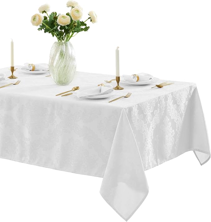 Newbridge Barcelona Luxury Damask Fabric Tablecloth, 70” Extra Wide x 144” by HomeBargainsPlus