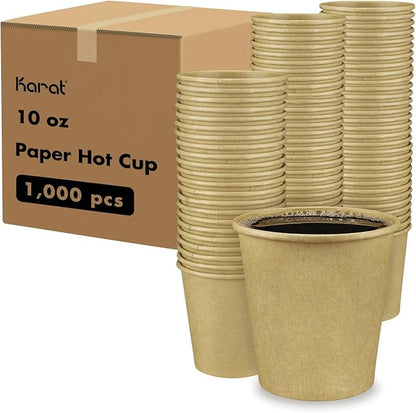 Karat 10 oz Coffee Cups, Disposable Paper Hot Cups Kraft, 1000ct | C-K510K by Karat