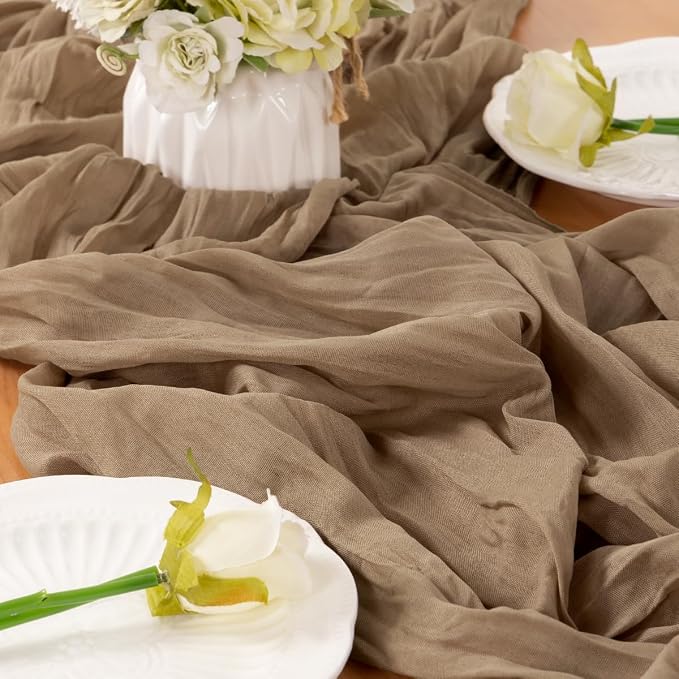 Nude Cheesecloth Table Runner 120 Inches 10 Ft Gauze Table Runner | Summer Boho - Image 6