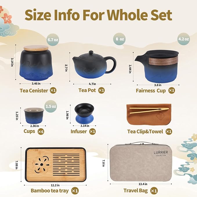 LURRIER Gongfu tea sets, Portable Ceramic TeaSet, Asian Tea sets - Image 2