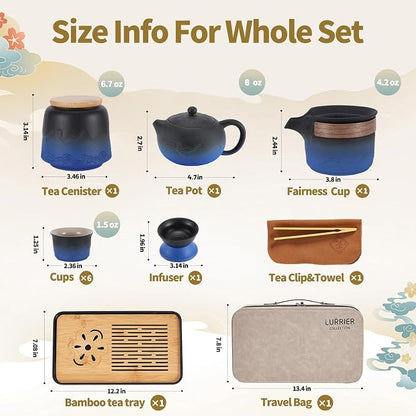 LURRIER Gongfu tea sets, Portable Ceramic TeaSet, Asian Tea sets - Image 2