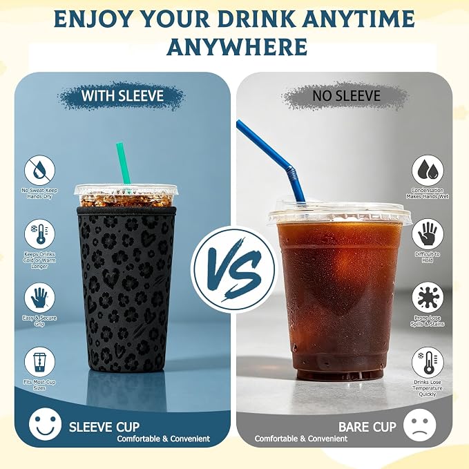 3 Pack Reusable Iced Coffee and Cold Soda Insulated Neoprene Cup Sleeve | Funny - Image 3