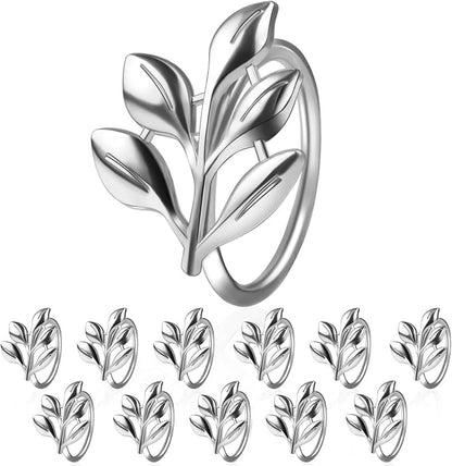 Leaf Napkin Ring Holder Set of 12, Wedding Party Dinner, Thanksgiving Halloween by URWOOW