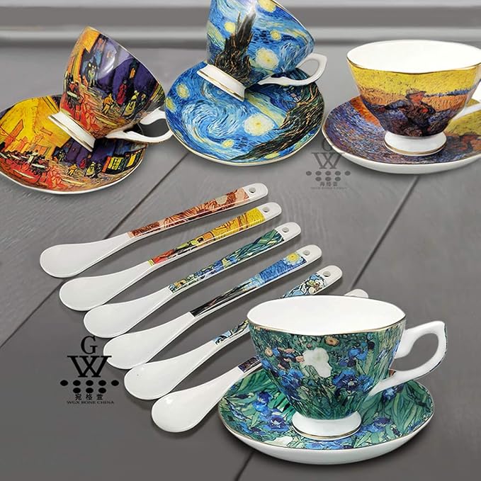 Bone China Cup &Saucer Set, 7oz- Van Gogh's Paintings - Image 4