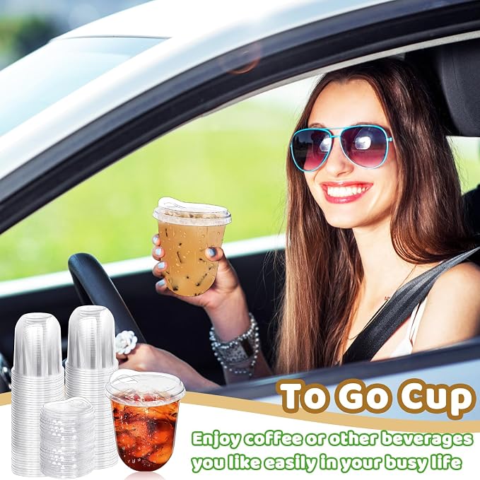 50 Pack 12 oz Clear Plastic Iced Coffee Cups - Image 4