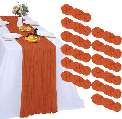 12 Pack Orange Cheesecloth Table Runner 10FT Boho Cheese Cloth Gauze Fabric by RestfulGlow