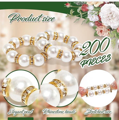 200 Pcs Pearl Napkin Rings, Exquisite Gold Napkin Rings Bulk, Suitable - Image 6