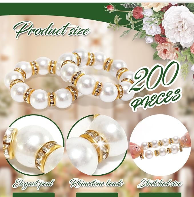 100 Pcs Pearl Napkin Rings, Exquisite Gold Napkin Rings Bulk, Suitable - Image 6