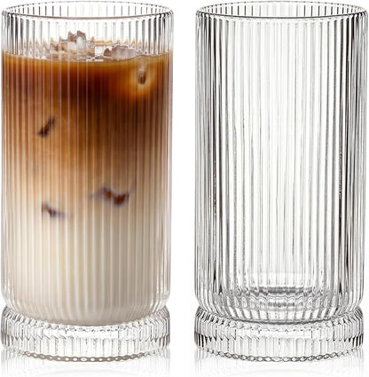 15oz Iced Coffee Cups, Thicken Glass Cups, Glassware Set by hosck