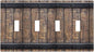 Light Switch Cover Rustic Barn Door Vintage Country Wood Board 4 Gang Switch Plate Quad Toggle Wall Plates Decorative Switchplate Electrical Outlet Cover for Farmhouse Cabin Decor