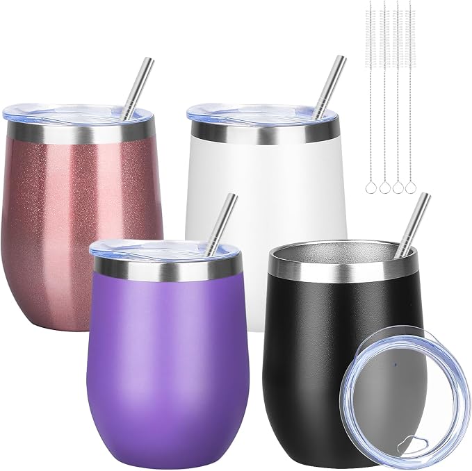 12oz/4 Pack Wine Tumbler Glasses by YEBTSLife