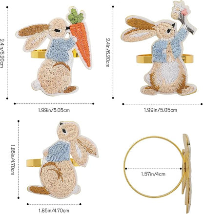 Lewondr 6 Pack Easter Bunny Napkin Rings, Easter Napkin Rings Decoration | - Image 2